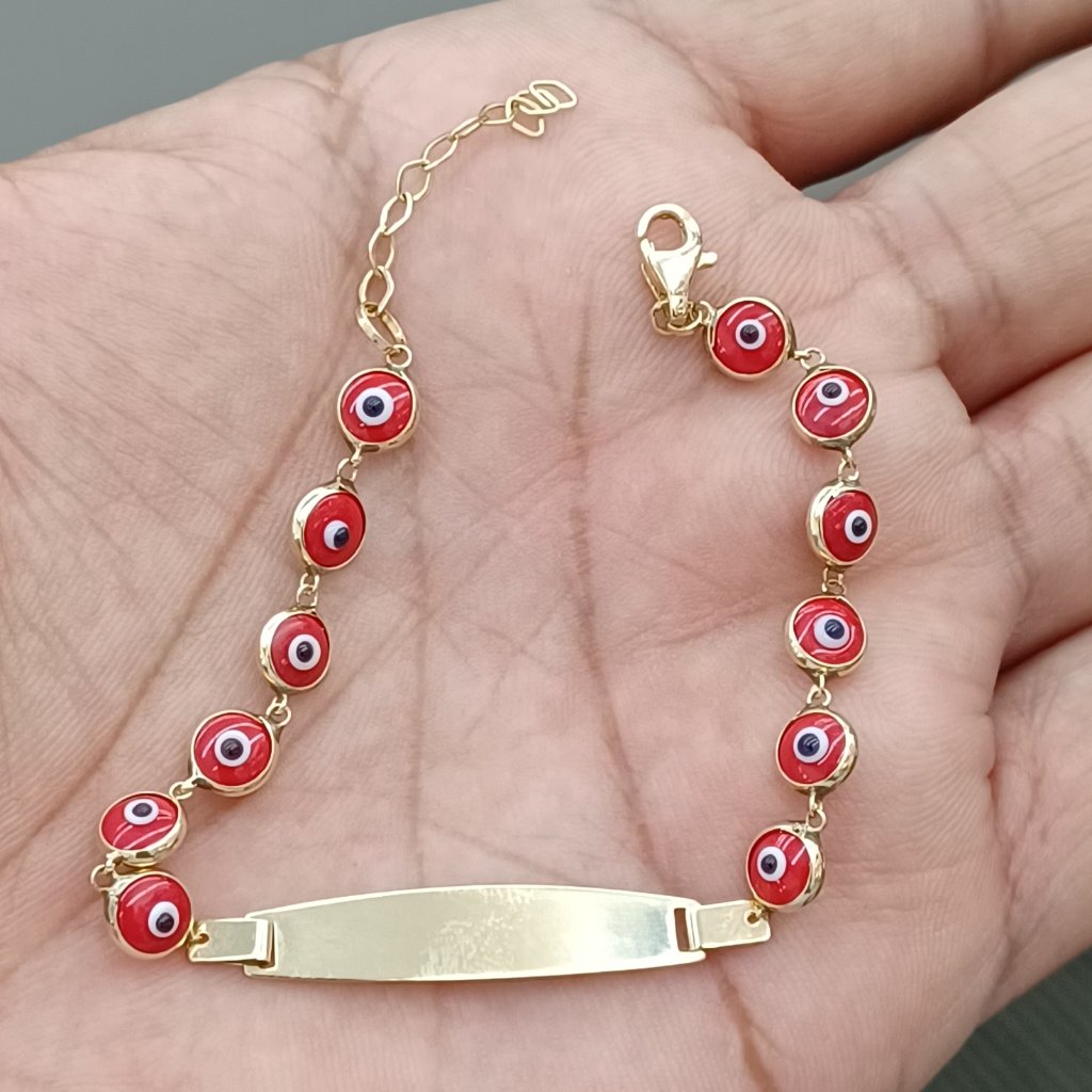 10kt Real Gold Evileye Id Bracelet Size 6 Inches